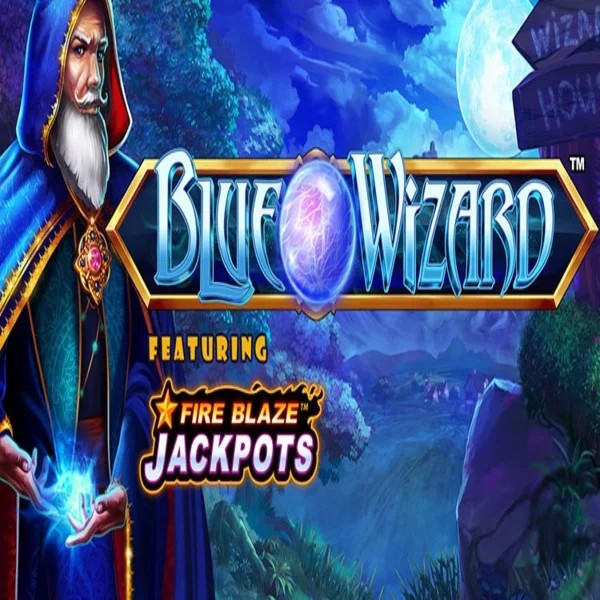 Blue Wizard Fire Blaze Jackpots game by Rarestone Gaming – logo hosted on Spinsy Casino