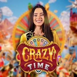 Crazy Time online game logo by Evolution on spinsycasinoo.net