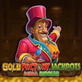 Gold Factory Jackpots Mega Moolah by Aurum Signature Studios, showcased at spinsycasinoo.net – game logo