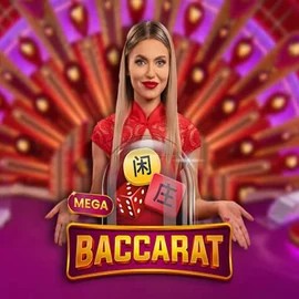 Mega Baccarat slot logo by Pragmatic Play at Spinsy Casino